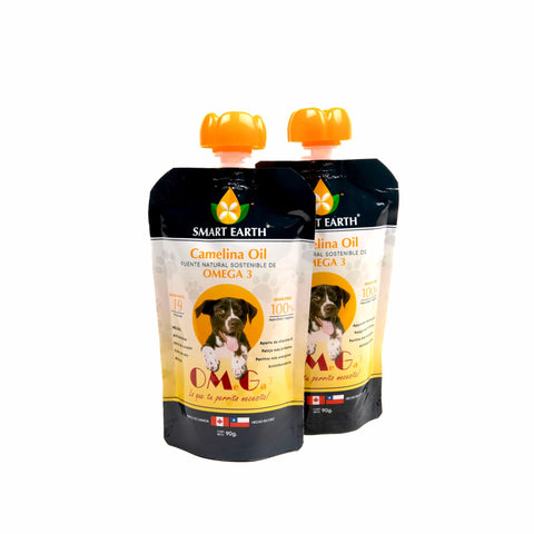 Pack X2 Smart Earth Camelina Oil: Tratamiento completo de 38 días para perros pequeños. Suplemento Omega 3 natural para aliviar la picazón y abrillantar el pelaje.