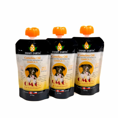 Pack X3 Smart Earth Camelina Oil: Nuestro set más vendido con 57 porciones. Suplemento Omega 3 de ingrediente único para un tratamiento de salud consolidado en perros.